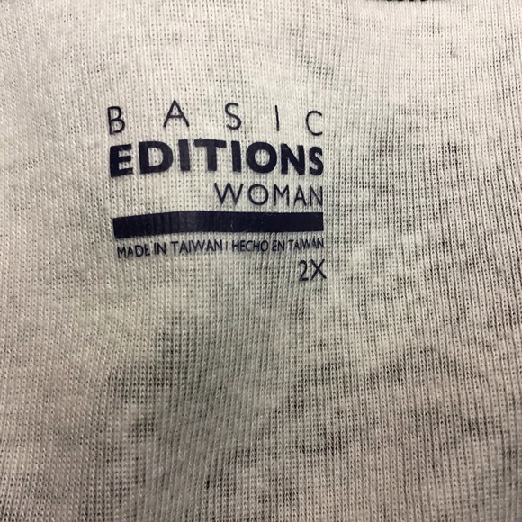 BASIC EDITIONS women’s top, 3/4 LENGTH sleeve, plus sz 2X black and white - Picture 4 of 6